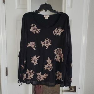 ⭐4 for $20⭐ Black Floral Work Blouse